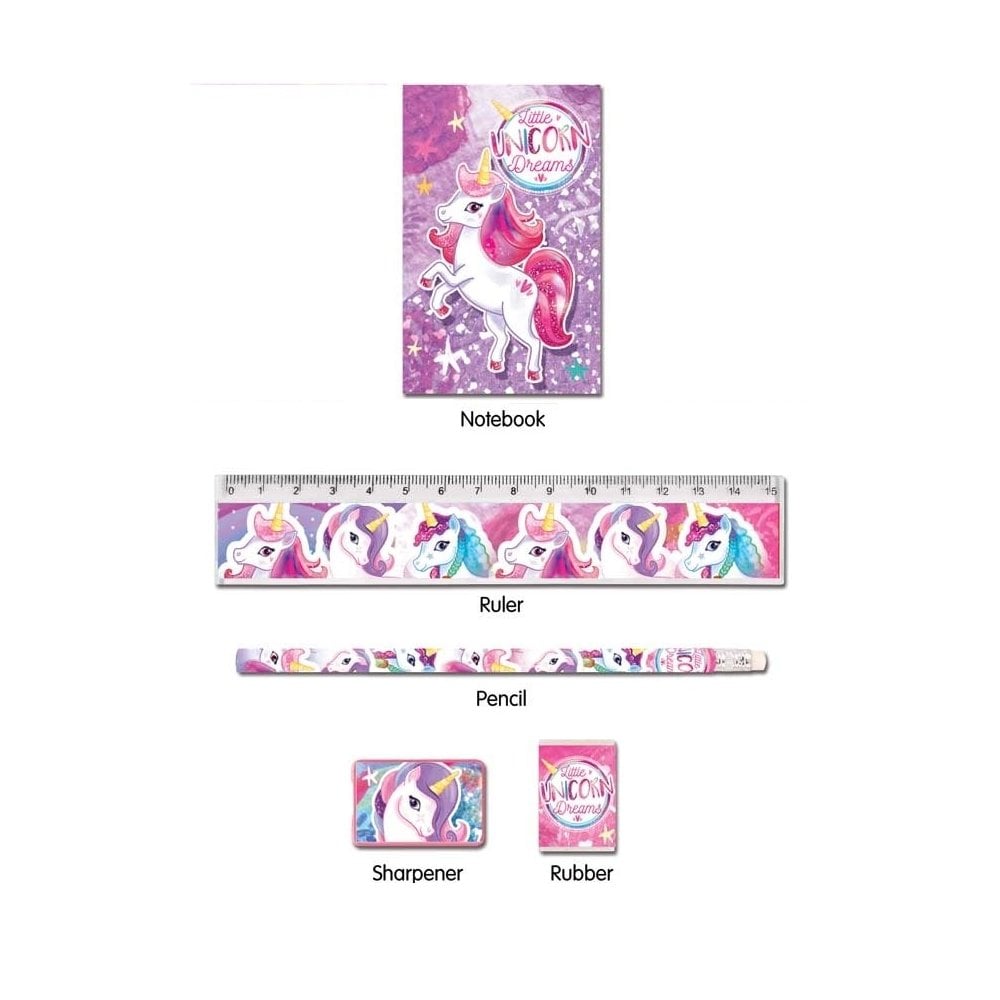 Fun stationery set 5 pc unicorn