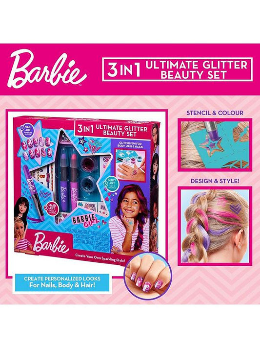 Barbie 3 in 1 ultimate glitter beauty set