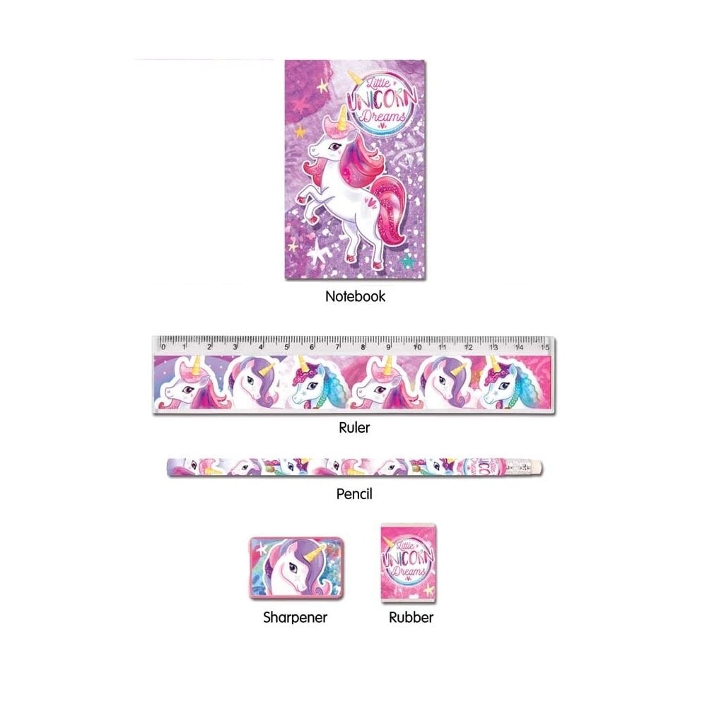 Fun stationery set 5 pc unicorn